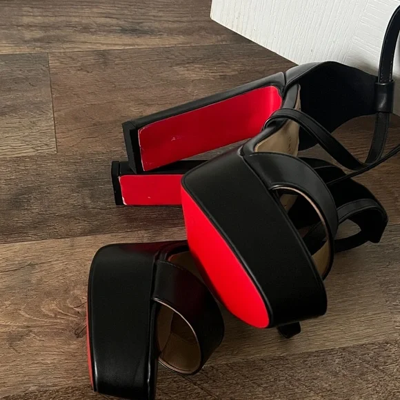 🖤 Black Strappy Heels Sandals ❤️ 39 - Picture 10 of 11